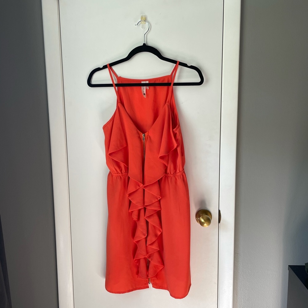 Orange spaghetti strap zipper dress